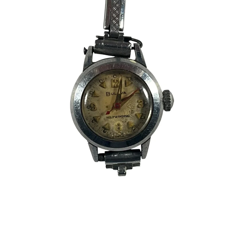 Vintage Bulova Selfwinding Mechanical Women's Watch Silver Tone Bracelet